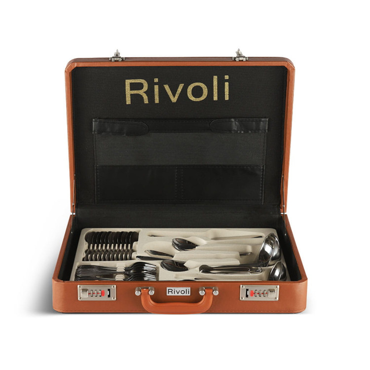 Sztućce w walizce Rivoli RV 6122C Satyna zestaw łyżki widelce noże Sztućce w walizce Rivoli RV 6122C Satyna zestaw łyżki widelce noże