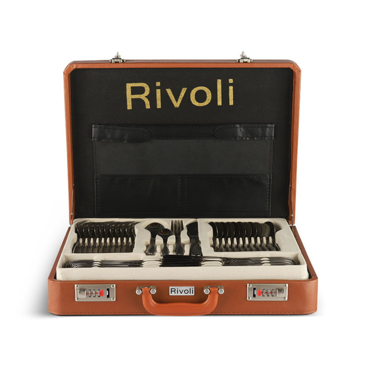 Sztućce w walizce Rivoli RV 6122D Satyna zestaw łyżki widelce noże Sztućce w walizce Rivoli RV 6122D Satyna zestaw łyżki widelce noże