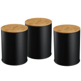 Komplet 3 pojemników Klausberg KB 7490 do herbaty kawy cukru czarne