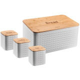 Chlebak metalowy biały z pojemnikami zestaw pojemników Klausberg KB 7483