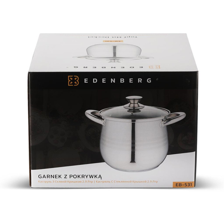 Garnek stalowy z pokrywką Edenberg EB 531 garnek indukcyjny 2.9L