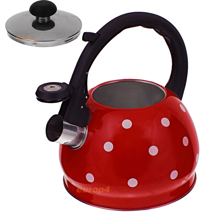 Czajnik z gwizdkiem Kinghoff KH 1049 stalowy metalowy Indukcja czerwony