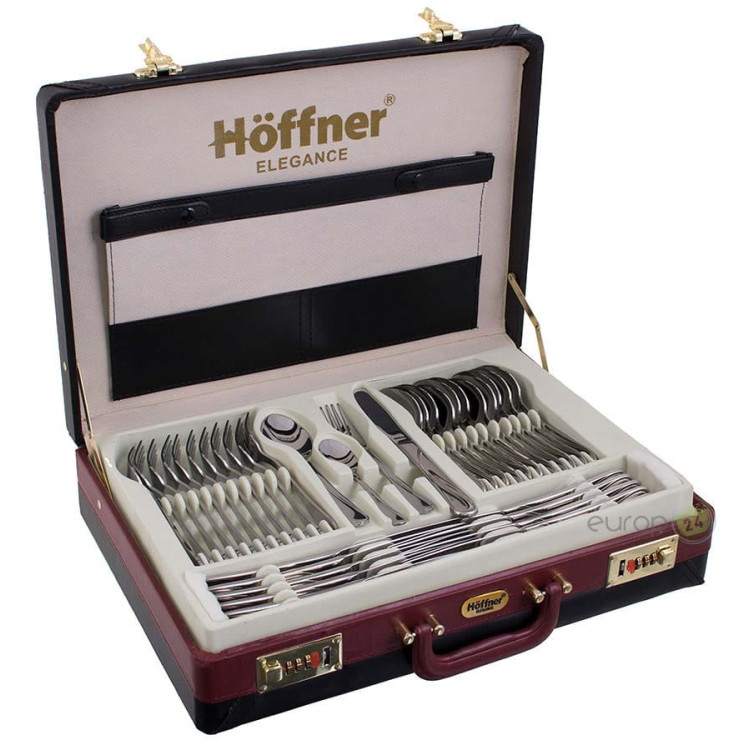 Sztućce Hoffner HF 2670 połysk walizka 72 elementy zestaw widelce łyżki