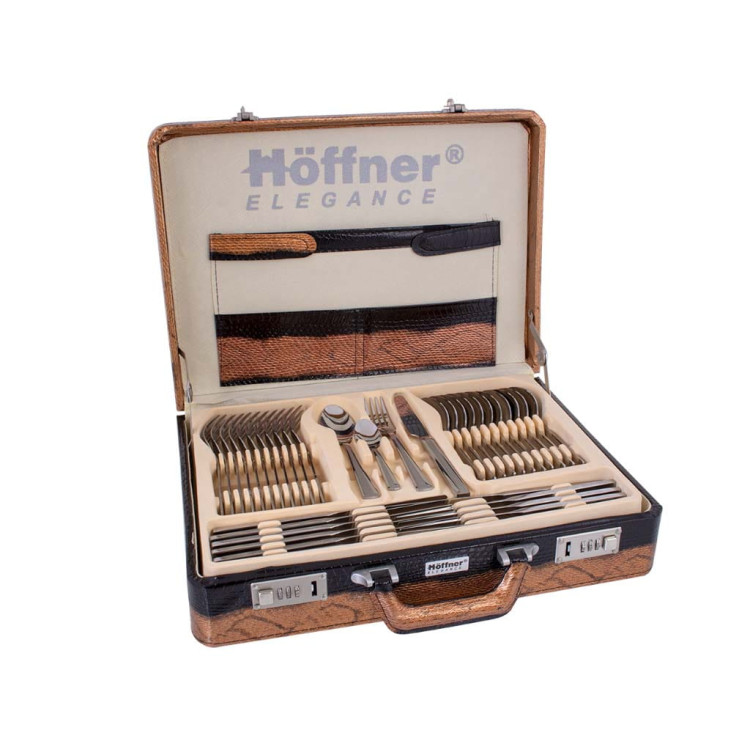 Sztućce w walizce Hoffner HF 2830S 72 elementy zestaw widelce łyżki noże satyna Sztućce w walizce Hoffner HF 2830S 72 elementy zestaw widelce łyżki noże satyna