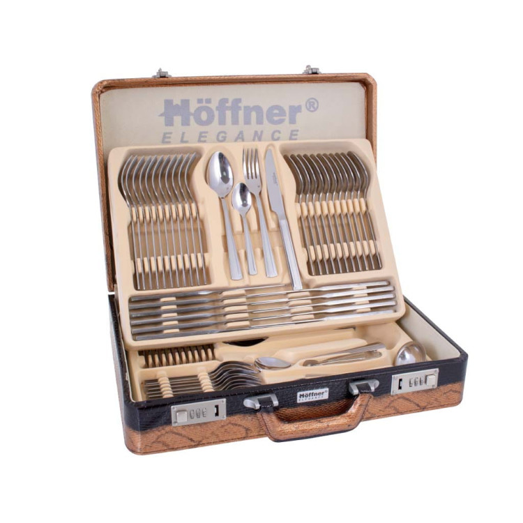 Sztućce w walizce Hoffner HF 2844S 72 elementy zestaw widelce łyżki noże satyna Sztućce w walizce Hoffner HF 2844S 72 elementy zestaw widelce łyżki noże satyna
