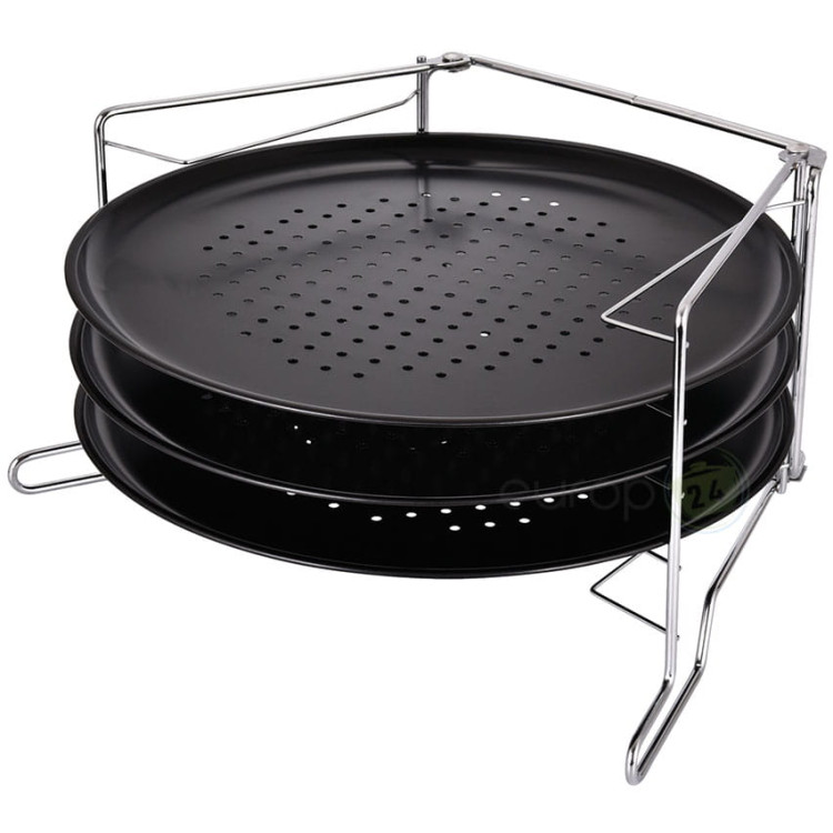 Blaszki do pizzy x3 ze stojakiem trzypoziomowym Krisberg 7543 Okrągłe blachy 32 cm Blaszki do pizzy x3 ze stojakiem trzypoziomowym Krisberg 7543 Okrągłe blachy 32 cm
