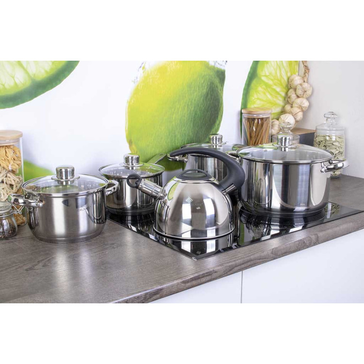 Garnki ze stali Zilner ZL 8077 zestaw garnków indukcyjnych z czajnikiem 2.5L Garnki ze stali Zilner ZL 8077 zestaw garnków indukcyjnych z czajnikiem 2.5L