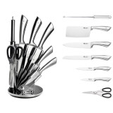 Komplet noży stalowych Edenberg EB 600 kuchenne zestaw w stojaku srebrne