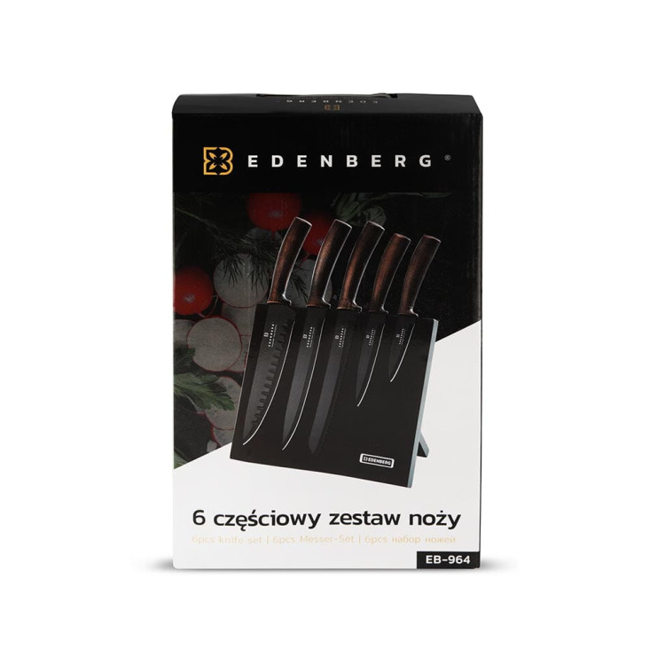 Komplet noży stalowych Edenberg EB 964 kuchenne 5 szt złote w bloku magnetycznym, zestaw Komplet noży stalowych Edenberg EB 964 kuchenne 5 szt złote w bloku magnetycznym, zestaw