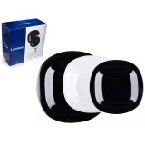 Serwis obiadowy Carine Luminarc 18 elementów czarno biały talerze dla 6 osób