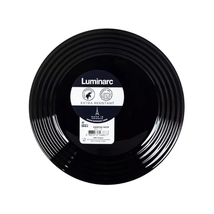 Serwis obiadowy Harena Luminarc 19 elementów czarny talerze dla 6 osób