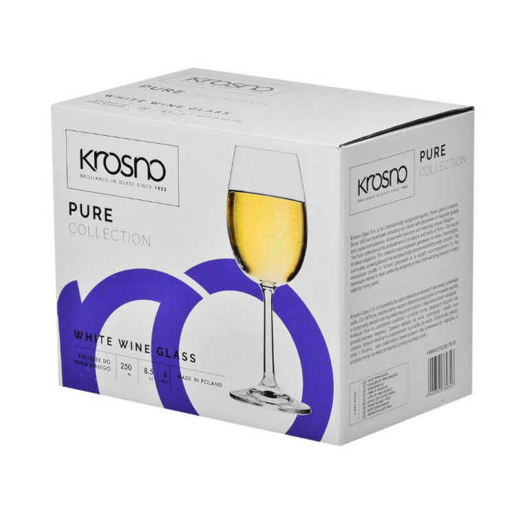 Kieliszki do wina Krosno Pure 250 ml 6 sztuk Kieliszki do wina Krosno Pure 250 ml 6 sztuk