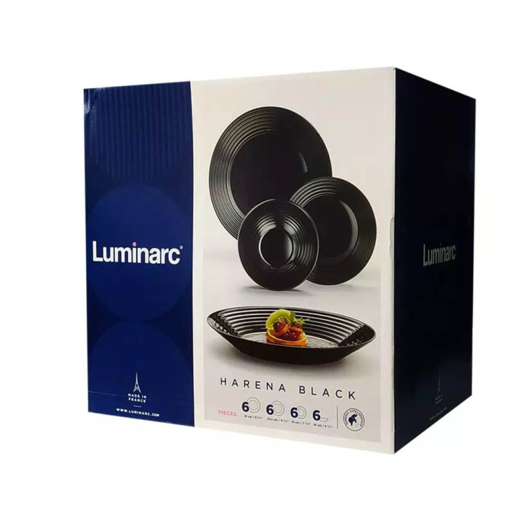 Serwis obiadowy Harena Luminarc 24 elementy czarne talerze dla 6 osób Serwis obiadowy Harena Luminarc 24 elementy czarne talerze dla 6 osób