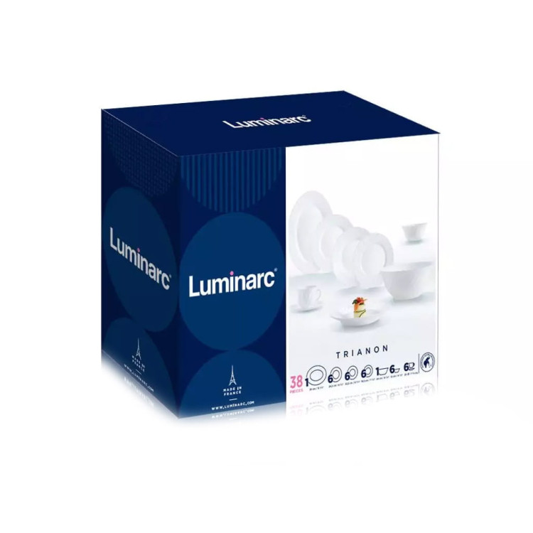 Serwis obiadowy Trianon Luminarc 38 elementów białe talerze dla 6 osób Serwis obiadowy Trianon Luminarc 38 elementów białe talerze dla 6 osób