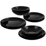 Talerze obiadowe Diwali Luminarc 18 elementów czarne na 6 osób