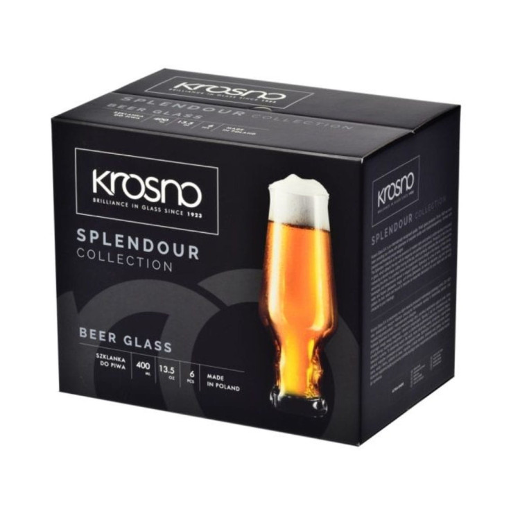 Szklanki do piwa pokal Krosno Splendour 400 ml zestaw 6 szklanek Szklanki do piwa pokal Krosno Splendour 400 ml zestaw 6 szklanek
