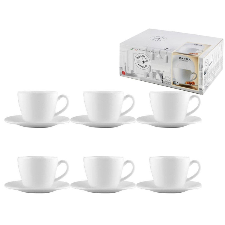 Serwis kawowy Parma Luminarc 12 elementów 220 ml biały zestaw dla 6 osób