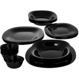 Serwis obiadowy Pavia MG Home 24 elementy czarne talerze dla 6 osób