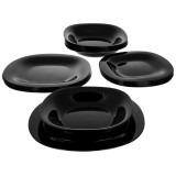 Zestaw obiadowy Pavia MG Home 18 elementów czarne kwadratowe talerze dla 6 osób