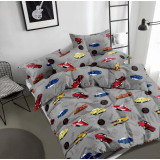 Pościel 160x200 bawełniana 3D satynowa Cotton World komplet 3 części 1909 samochody