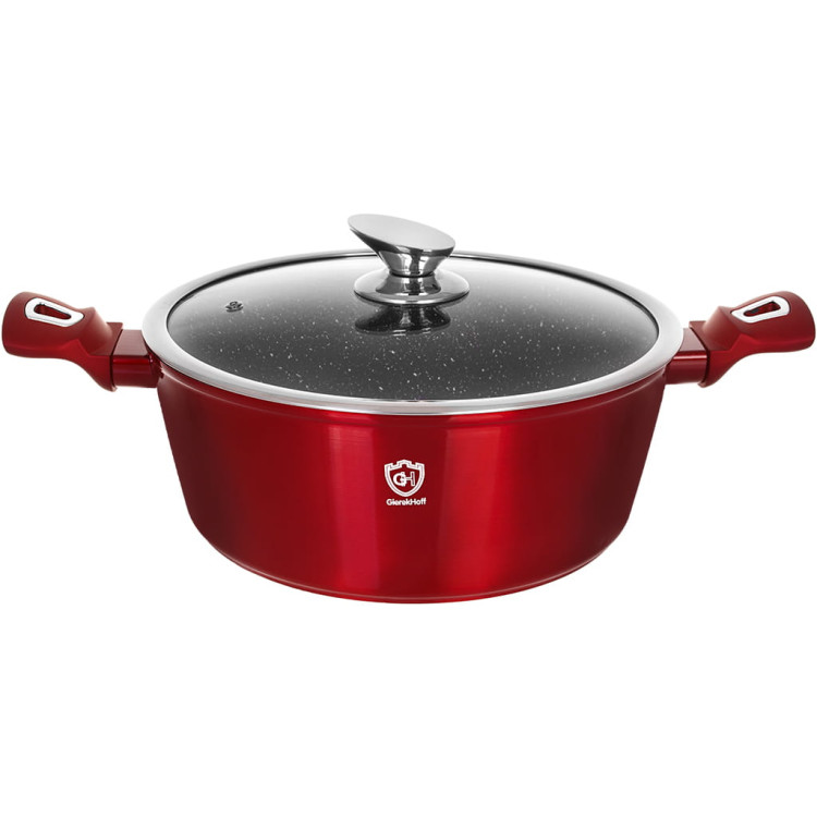 Garnki marmurowe na indukcję GierekHoff GH 1501  patelnia Tefal zestaw 16 elementów Czerwone  Garnki marmurowe na indukcję GierekHoff GH 1501  patelnia Tefal zestaw 16 elementów Czerwone