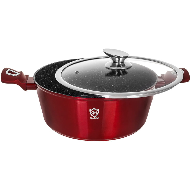 Garnki marmurowe na indukcję GierekHoff GH 1501  patelnia Tefal zestaw 16 elementów Czerwone  Garnki marmurowe na indukcję GierekHoff GH 1501  patelnia Tefal zestaw 16 elementów Czerwone
