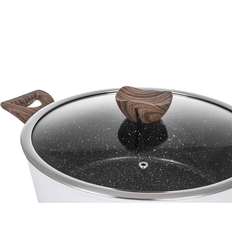 Garnki marmurowe na indukcję GierekHoff GH 1502 patelnia Tefal zestaw 16 elementów Białe Garnki marmurowe na indukcję GierekHoff GH 1502 patelnia Tefal zestaw 16 elementów Białe