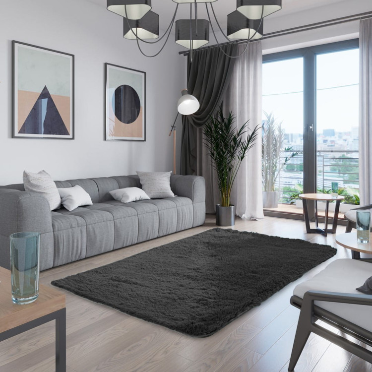 Dywan czarny 40x60 włochacz shaggy Karvag do salonu Dywan czarny 40x60 włochacz shaggy Karvag do salonu