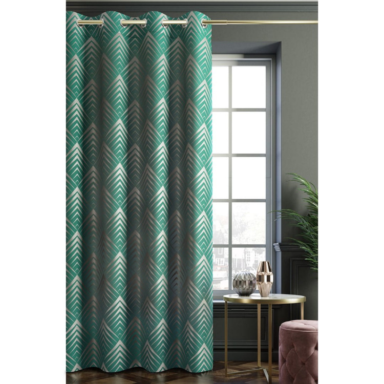 Zasłony na przelotkach 140x250 Oxford Piramides grube zielone Zasłony na przelotkach 140x250 Oxford Piramides grube zielone