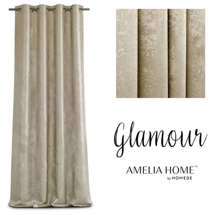 Zasłony na przelotkach 140x250 zaciemniające zamszowe Glamour kremowe Zasłony na przelotkach 140x250 zaciemniające zamszowe Glamour kremowe
