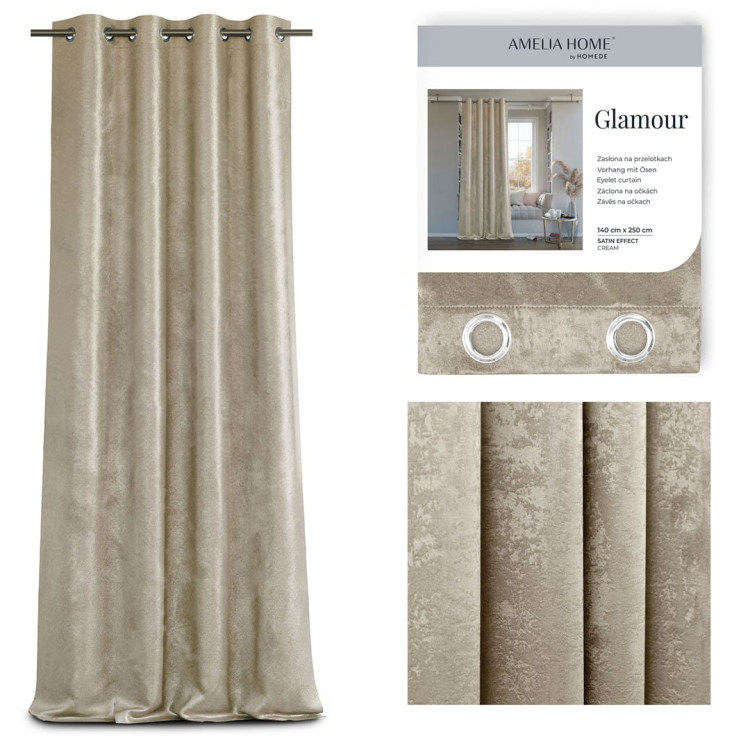 Zasłony na przelotkach 140x250 zaciemniające zamszowe Glamour kremowe Zasłony na przelotkach 140x250 zaciemniające zamszowe Glamour kremowe