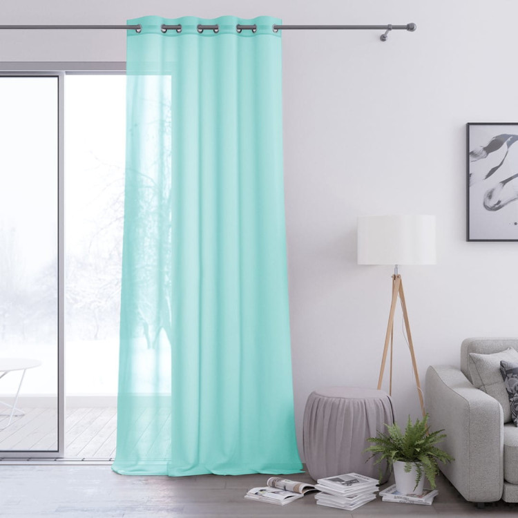 Firany woalowe 140x250 Voile na przelotkach turkusowe