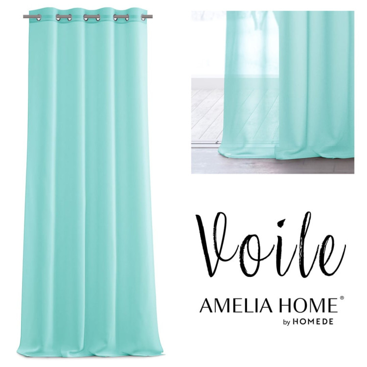Firany woalowe 140x250 Voile na przelotkach turkusowe Firany woalowe 140x250 Voile na przelotkach turkusowe