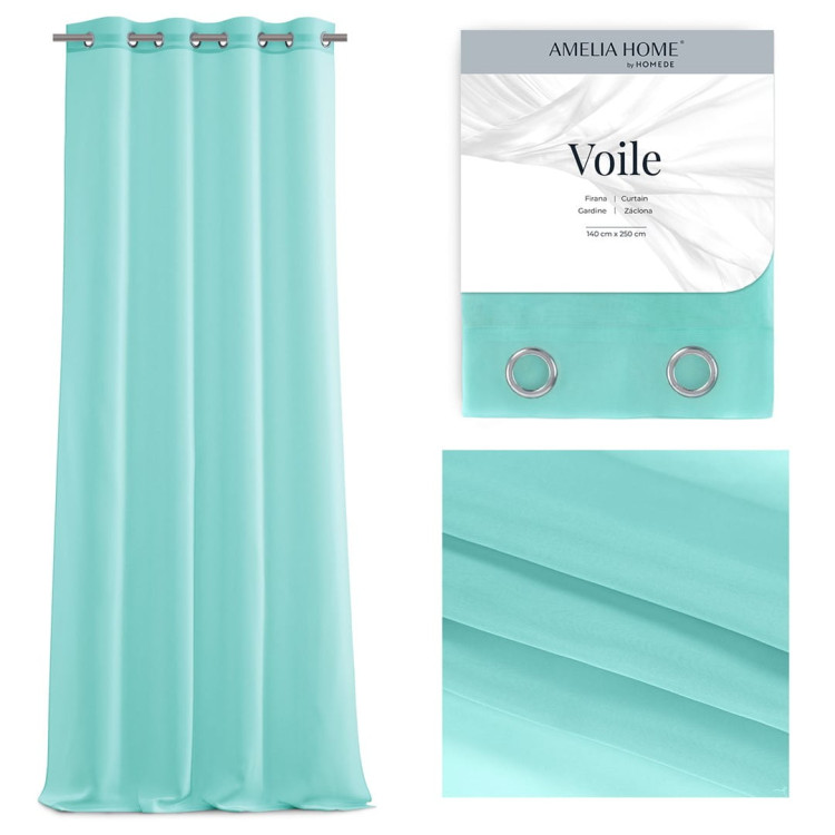Firany woalowe 140x250 Voile na przelotkach turkusowe Firany woalowe 140x250 Voile na przelotkach turkusowe