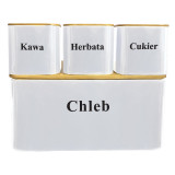 Chlebak metalowy z pojemnikami Krisberg 2616 biały zestaw kuchenny
