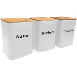 Komplet 3 pojemników Krisberg 2645 do herbaty kawy cukru białe pojemniki