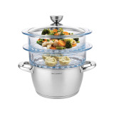 Garnek do gotowania na parze Florina Stima 20 cm parowar 2 poziomy szklany