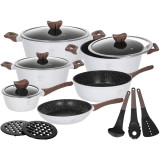Garnki marmurowe białe GierekHoff zestaw 16 elementów