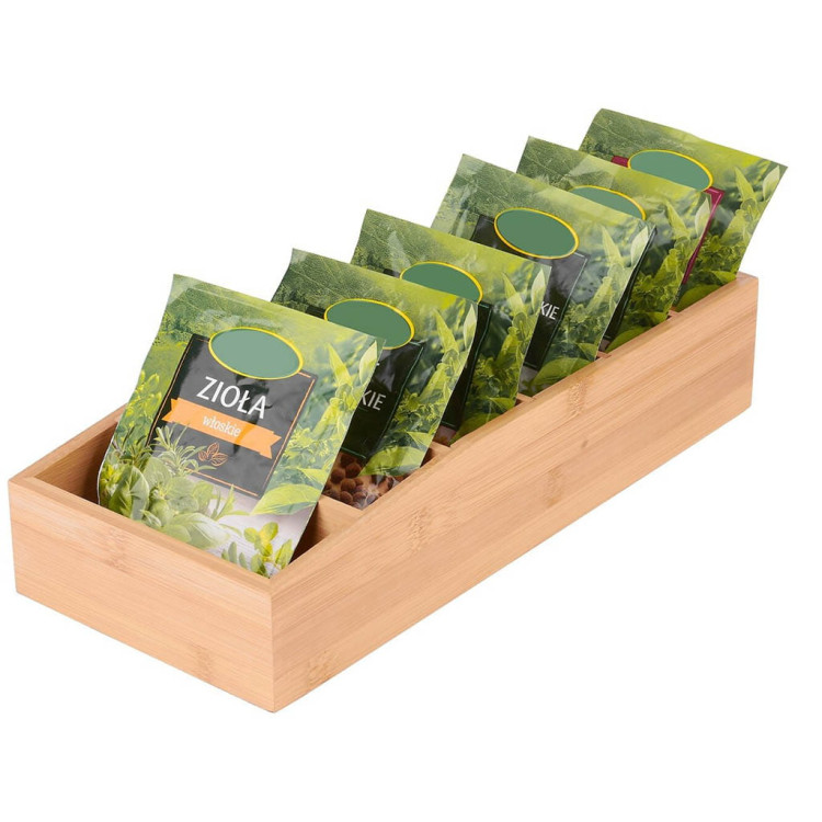 Organizer na przyprawy bambusowy Konighoffer 6 przegródek 15x35x7 cm Organizer na przyprawy bambusowy Konighoffer 6 przegródek 15x35x7 cm