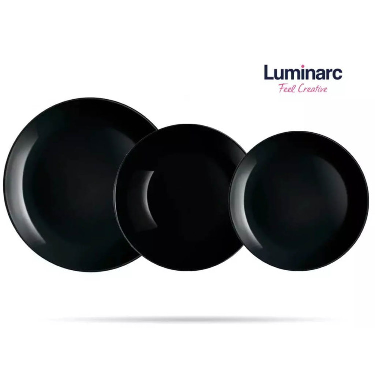 Talerze obiadowe Diwali Luminarc 36 elementów czarne na 12 osób Talerze obiadowe Diwali Luminarc 36 elementów czarne na 12 osób