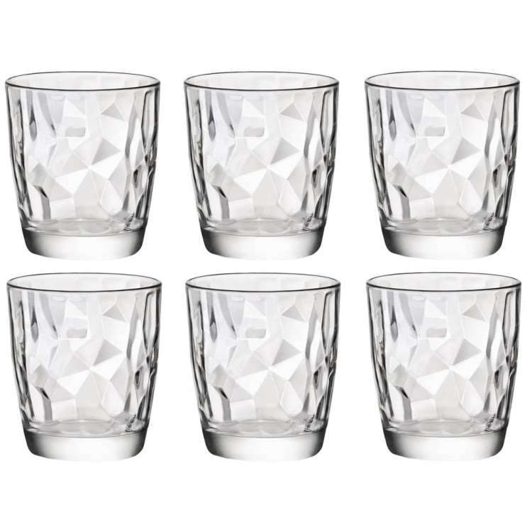 Zestaw 6 szklanek do napojów wody Bormioli Diamond 300 ml