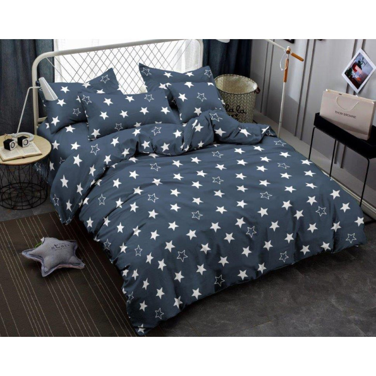 Pościel 160x200 bawełna satynowa 3D Cotton World gruba 3 części 407 gwiazdki