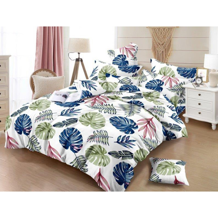 Pościel 160x200 bawełna satynowa 3D Cotton World gruba 3 części 1086 liście