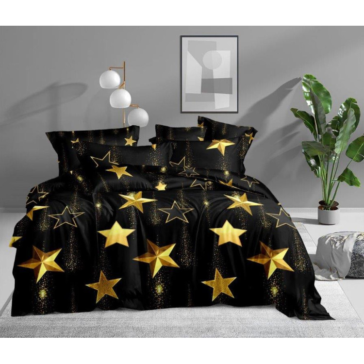 Pościel świąteczna 160x200 bawełna satynowa 3D Cotton World gruba 3 części 2042 gwiazdki Pościel świąteczna 160x200 bawełna satynowa 3D Cotton World gruba 3 części 2042 gwiazdki