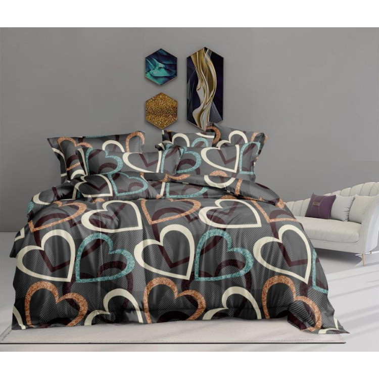 Pościel 160x200 bawełna satynowa Cotton World gruba 3 części 27679 serca
