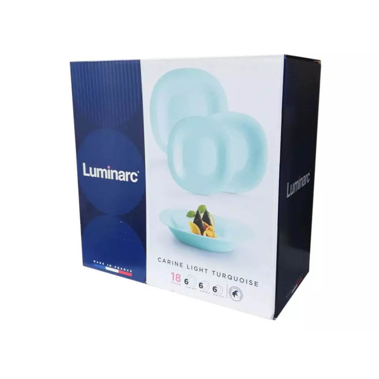 Serwis obiadowy Carine Luminarc 18 elementów turkusowych talerze dla 6 osób Serwis obiadowy Carine Luminarc 18 elementów turkusowych talerze dla 6 osób