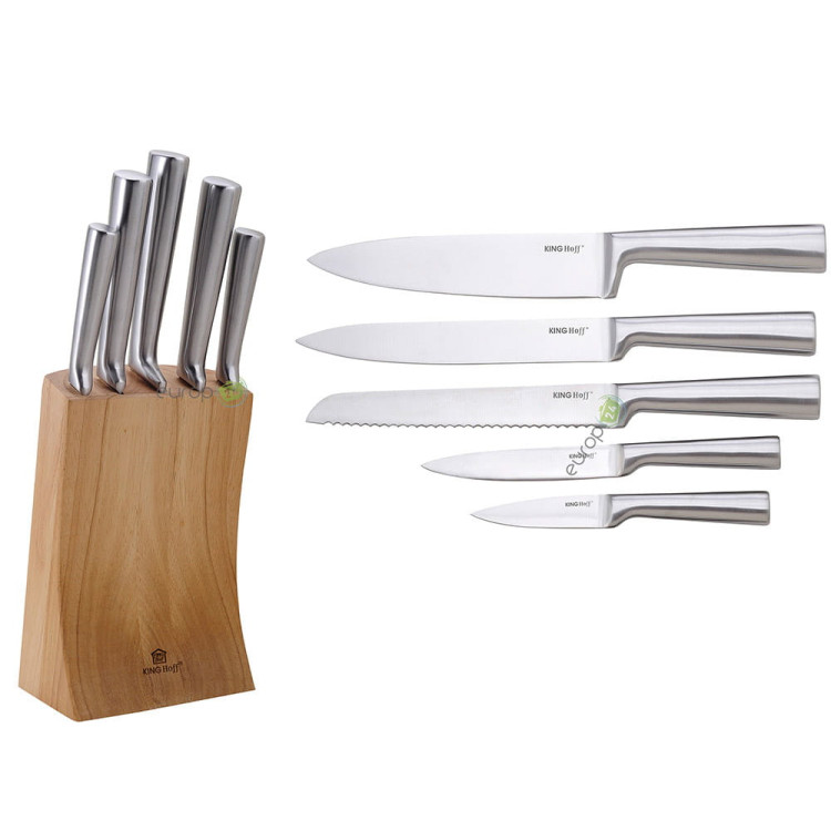 Zestaw noży KingHoff KH 1153 kuchenne stalowe + stojak, komplet