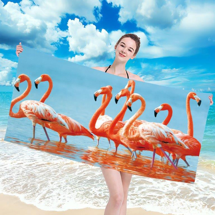 Ręcznik plażowy 180x100 duży mikrofibra realistyczny wzór W13 flamingi Ręcznik plażowy 180x100 duży mikrofibra realistyczny wzór W13 flamingi