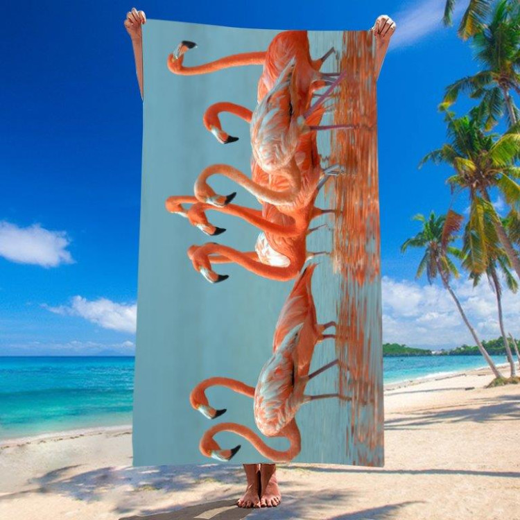 Ręcznik plażowy 180x100 duży mikrofibra realistyczny wzór W13 flamingi Ręcznik plażowy 180x100 duży mikrofibra realistyczny wzór W13 flamingi