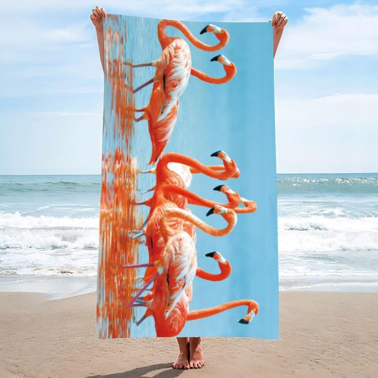 Ręcznik plażowy 180x100 duży mikrofibra realistyczny wzór W13 flamingi Ręcznik plażowy 180x100 duży mikrofibra realistyczny wzór W13 flamingi